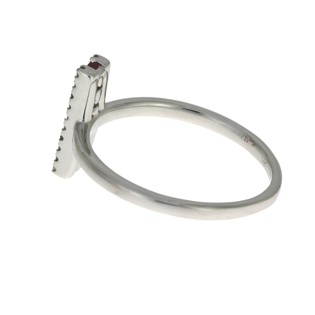Genuine .30ct Ruby Diamond Ring 14KT White Gold