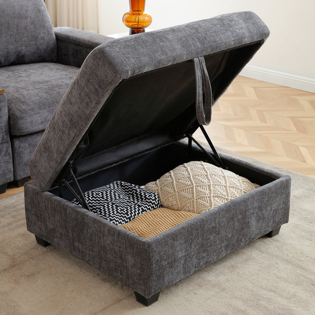120.3'Sectional Sofa ,L-Shaped Oversized Couch ,Comfy Cloud Couch Set with Drop Down Table,360-degree Swivel tray ,Cup Holders,USB Charger,Storage Ottoman and  Armrest,Wide Seat Sofa for Living room
