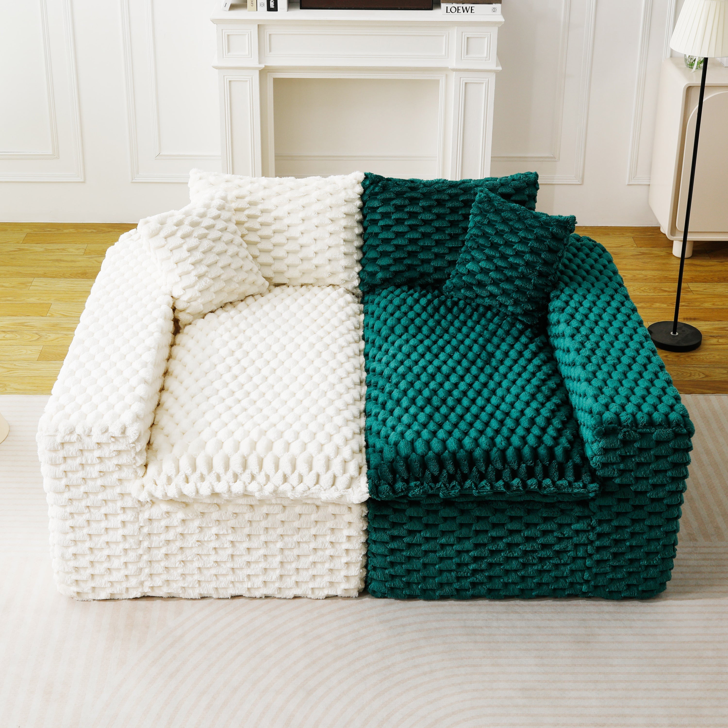 Luxury Color-Block Turtle Velvet Multifunctional Sofa - Arrangeable in Single Row, Side-by-Side or Facing Each Other, Stylish Living Room Furniture for Cozy Home Decor