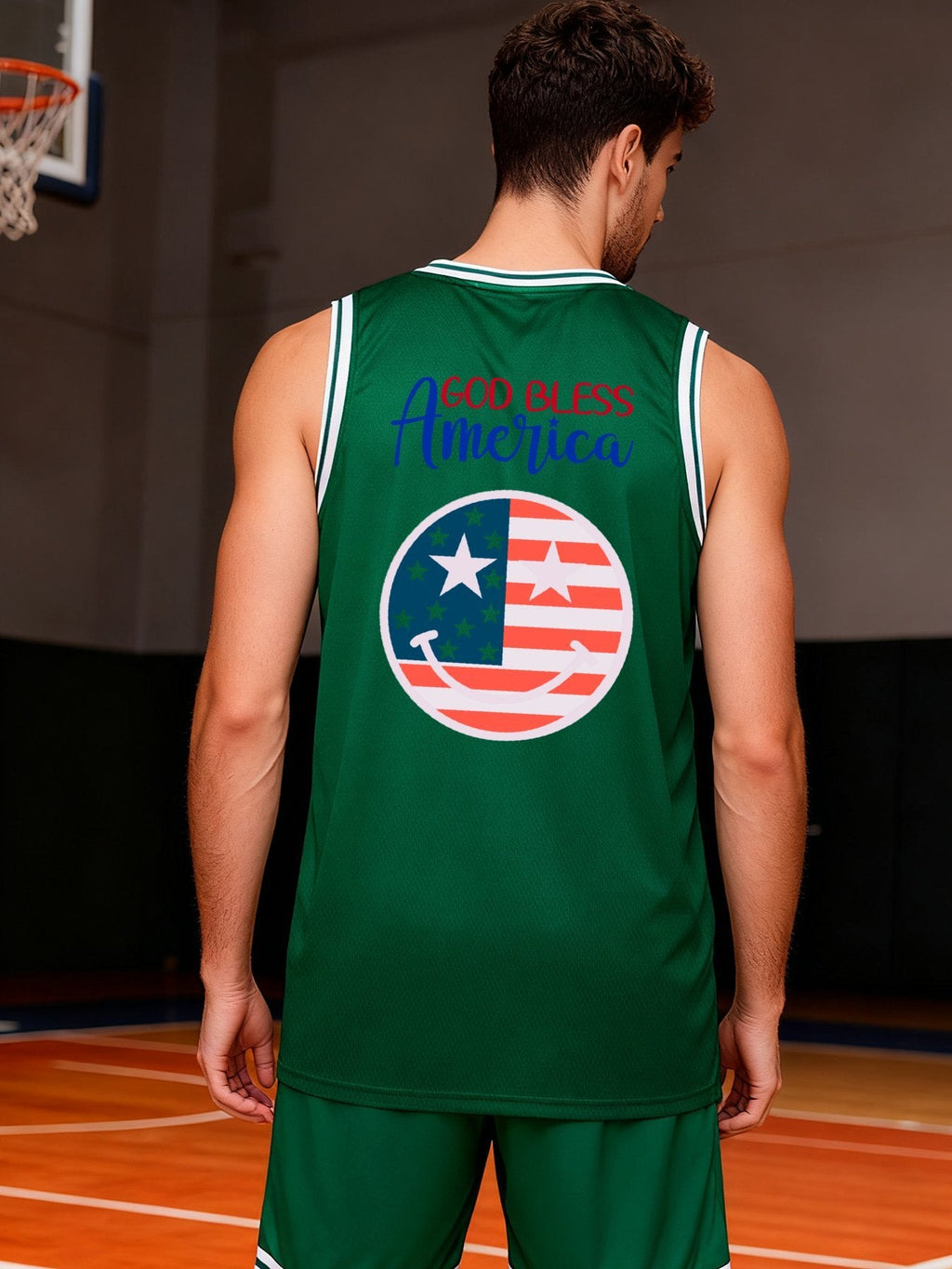 God Bless America Adult Green Basketball Jersey | Ships From USA