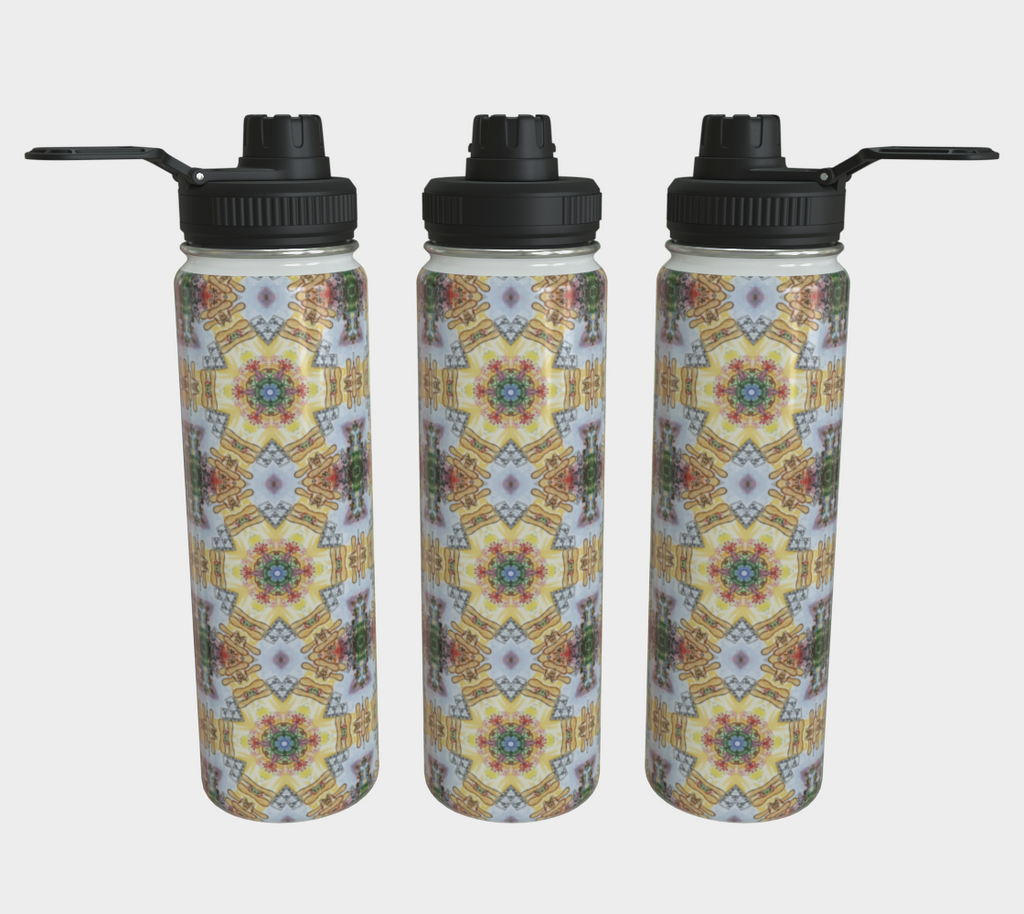 Gold Star Pattern Steel Water Bottle