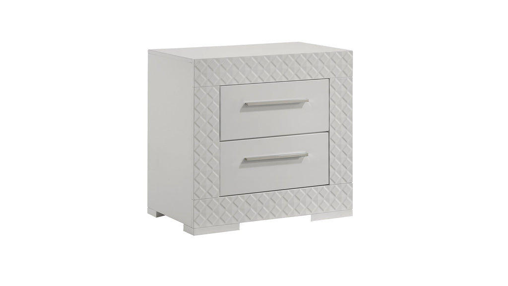 Blanca Modern Style 5 Pc Queen Bedroom Set with LED Headboard Made with Wood in White