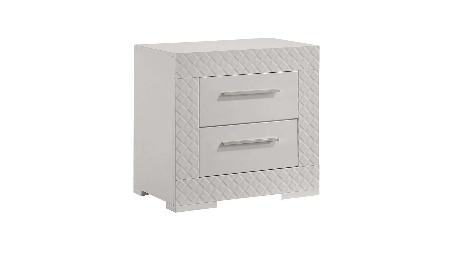 Blanca Modern Style 5 Pc Queen Bedroom Set with LED Headboard Made with Wood in White