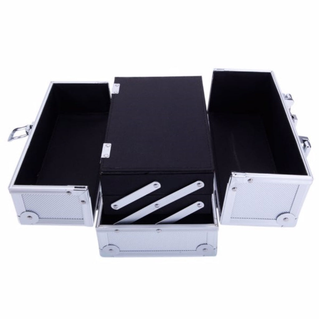 Portable Top-opening With Mirror, Aluminum Alloy, Silver Color, Makeup Box, SM-2176