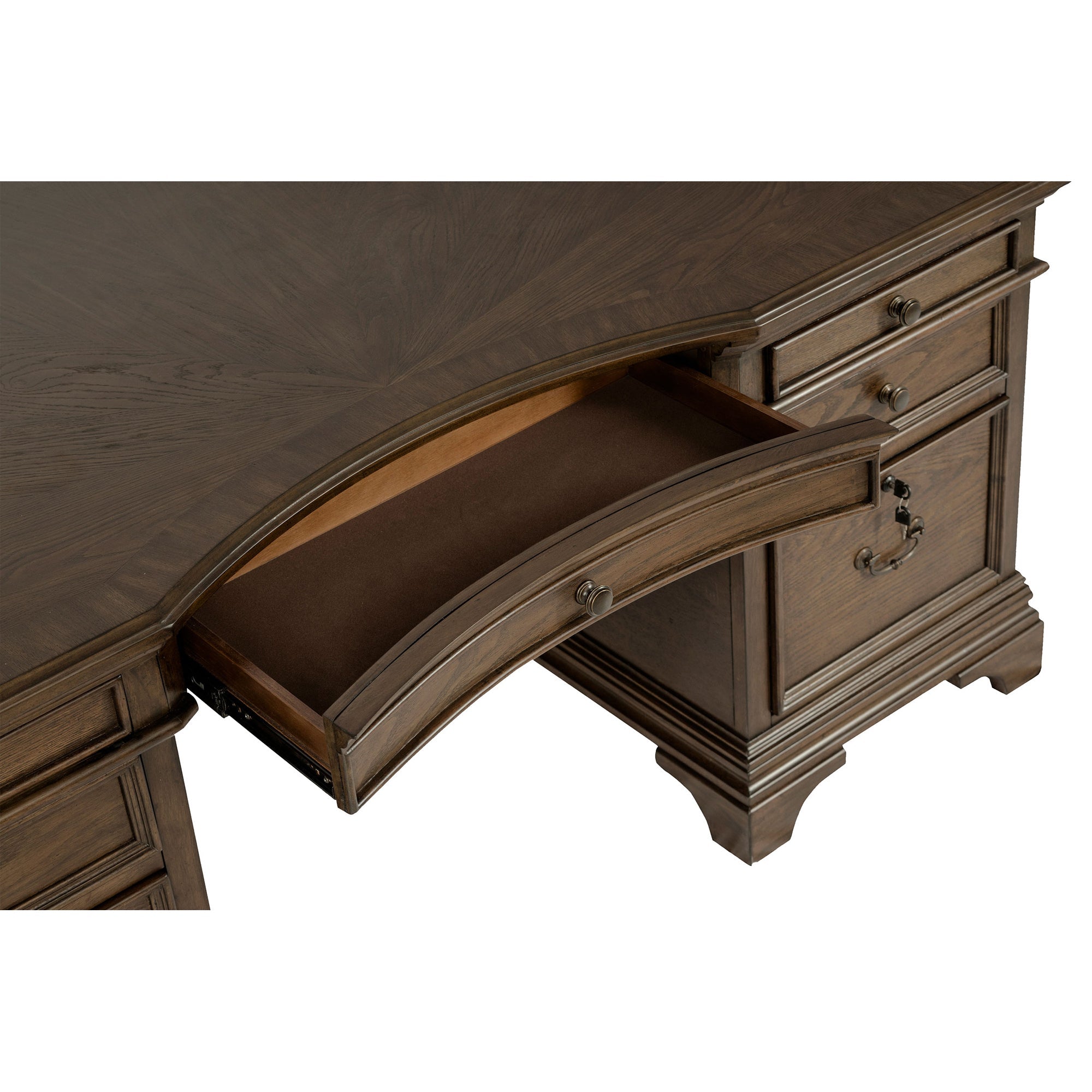 Stigham Burnished Oak 7-drawer Executive Desk