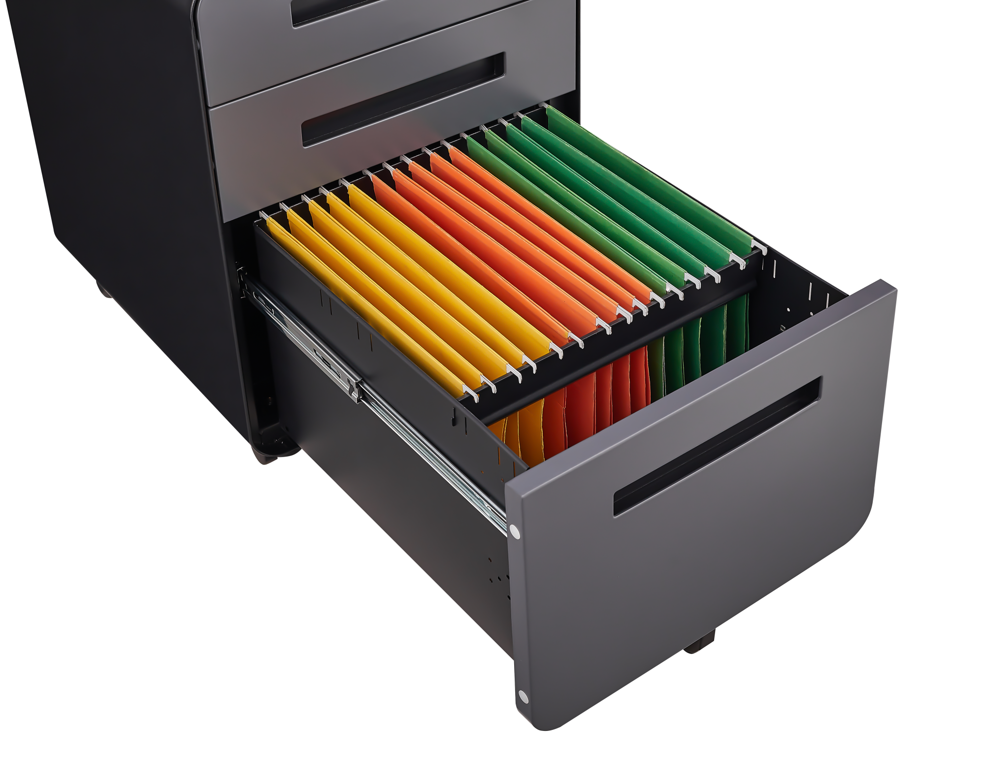 Rounded 3 drawer mobile filing cabinet, simple style multifunctional legal/letter/A4 file storage cabinet, 5-wheel design with anti tilt cold-rolled steel material
