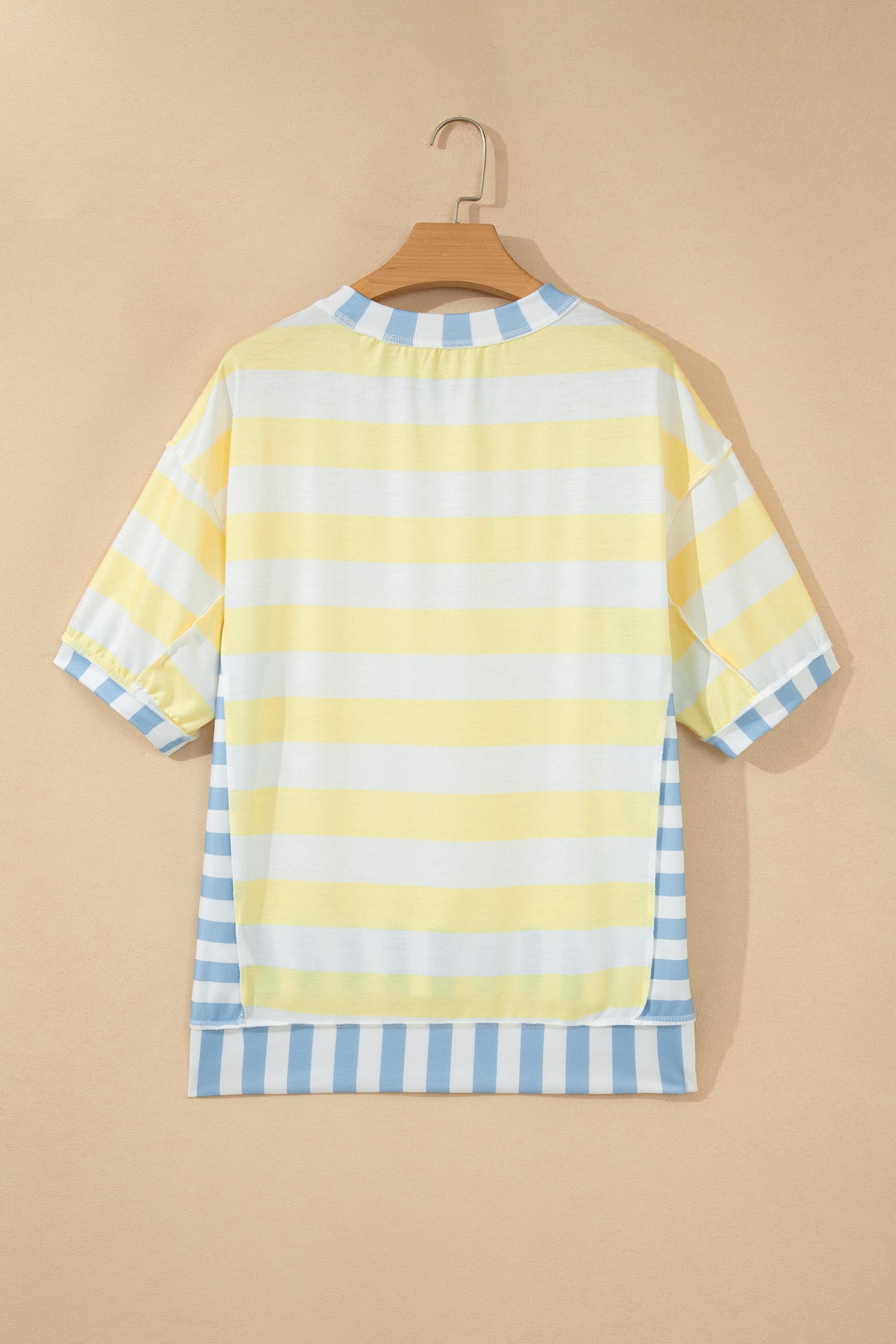 Stripe Patchwork Exposed Seam Oversized Top