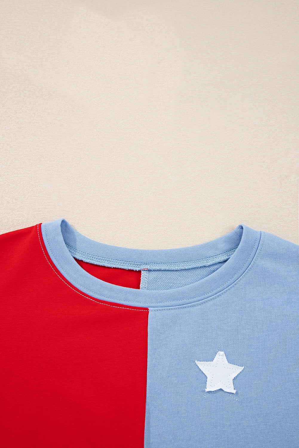 USA Flag Patchwork Drop Shoulder Oversize Sweatshirt