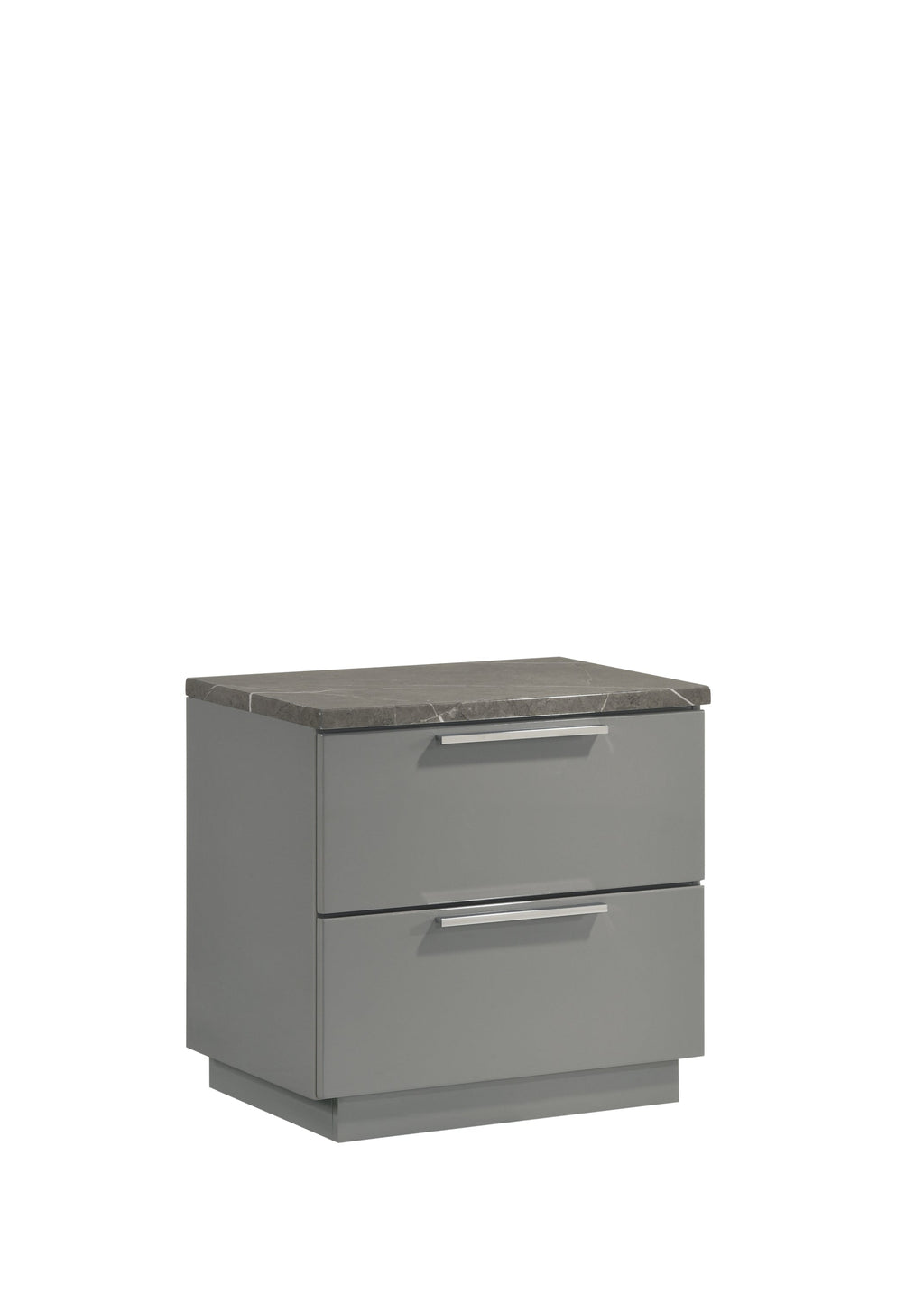 Elara Queen 5-Piece Set – Two-Tone High-Gloss Marble & Lacquer Finish with LED Lighting, Metal-Finished Legs, Spacious Storage- Gray (NJ Inventory)