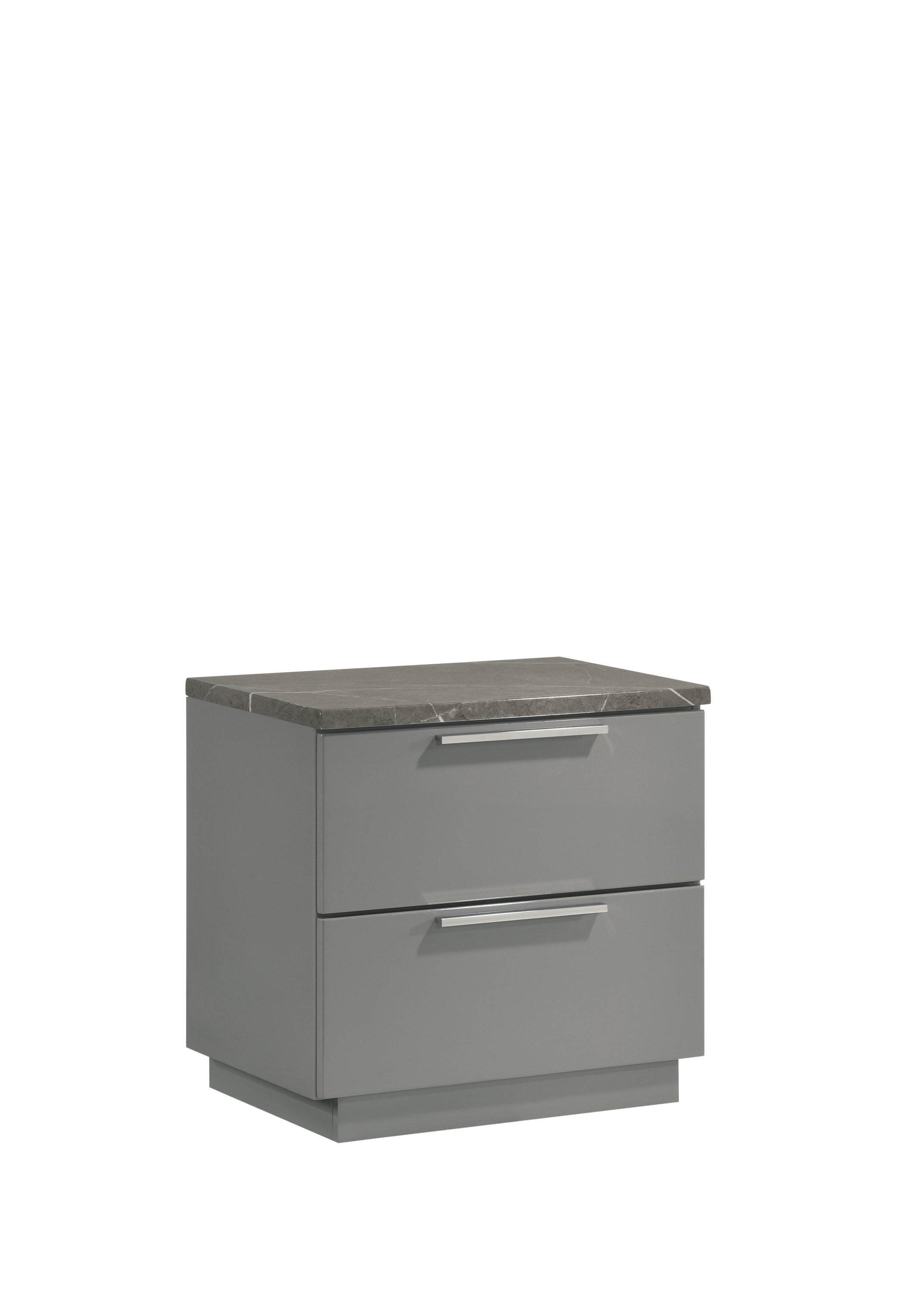 Elara Queen 5-Piece Set – Two-Tone High-Gloss Marble & Lacquer Finish with LED Lighting, Metal-Finished Legs, Spacious Storage- Gray (NJ Inventory)