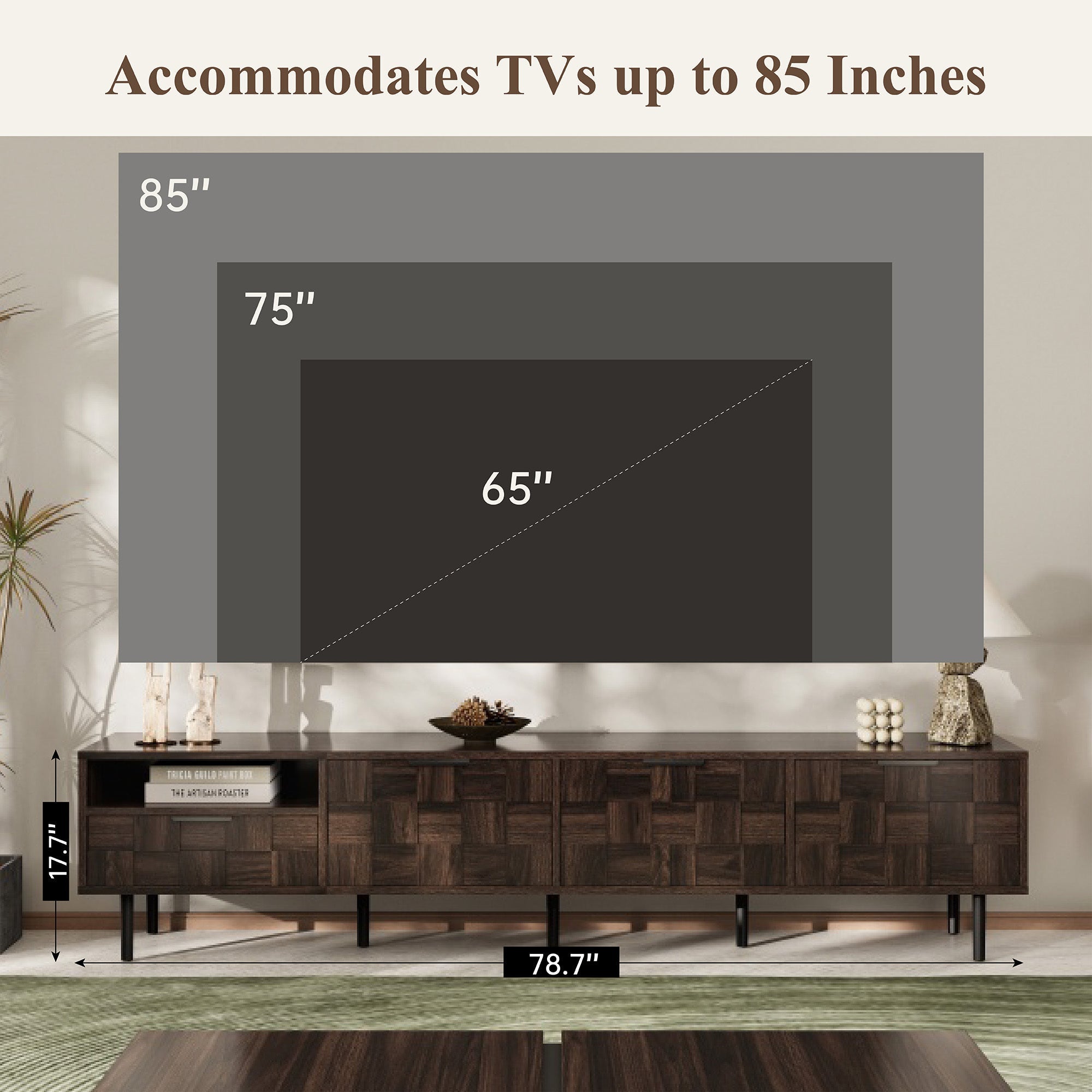 78 ' Mid Century Modern TV Stand for 65+ Inch TVs, TV Console with Storage Cabinets for Living Room, Entertainment Center Storage
