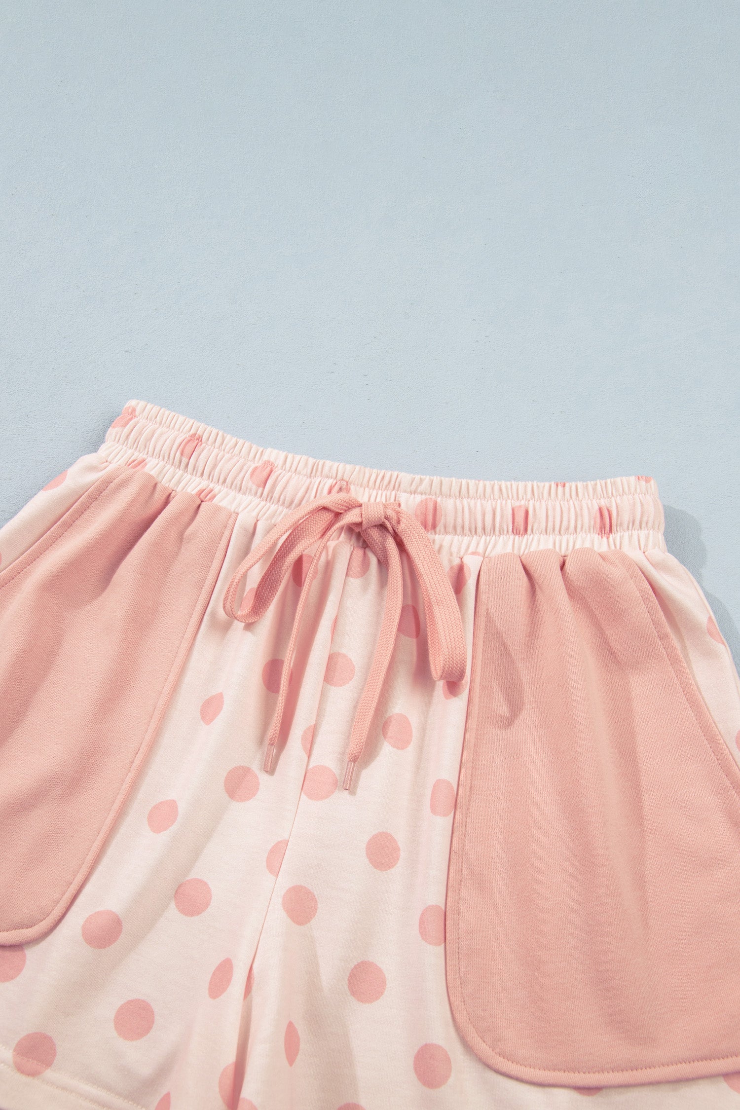 Polka Dot Polo Pullover & Elastic Waist Shorts Set