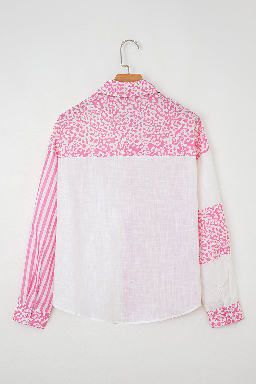 Leopard Stripe Pocketed Long Sleeve Shirt
