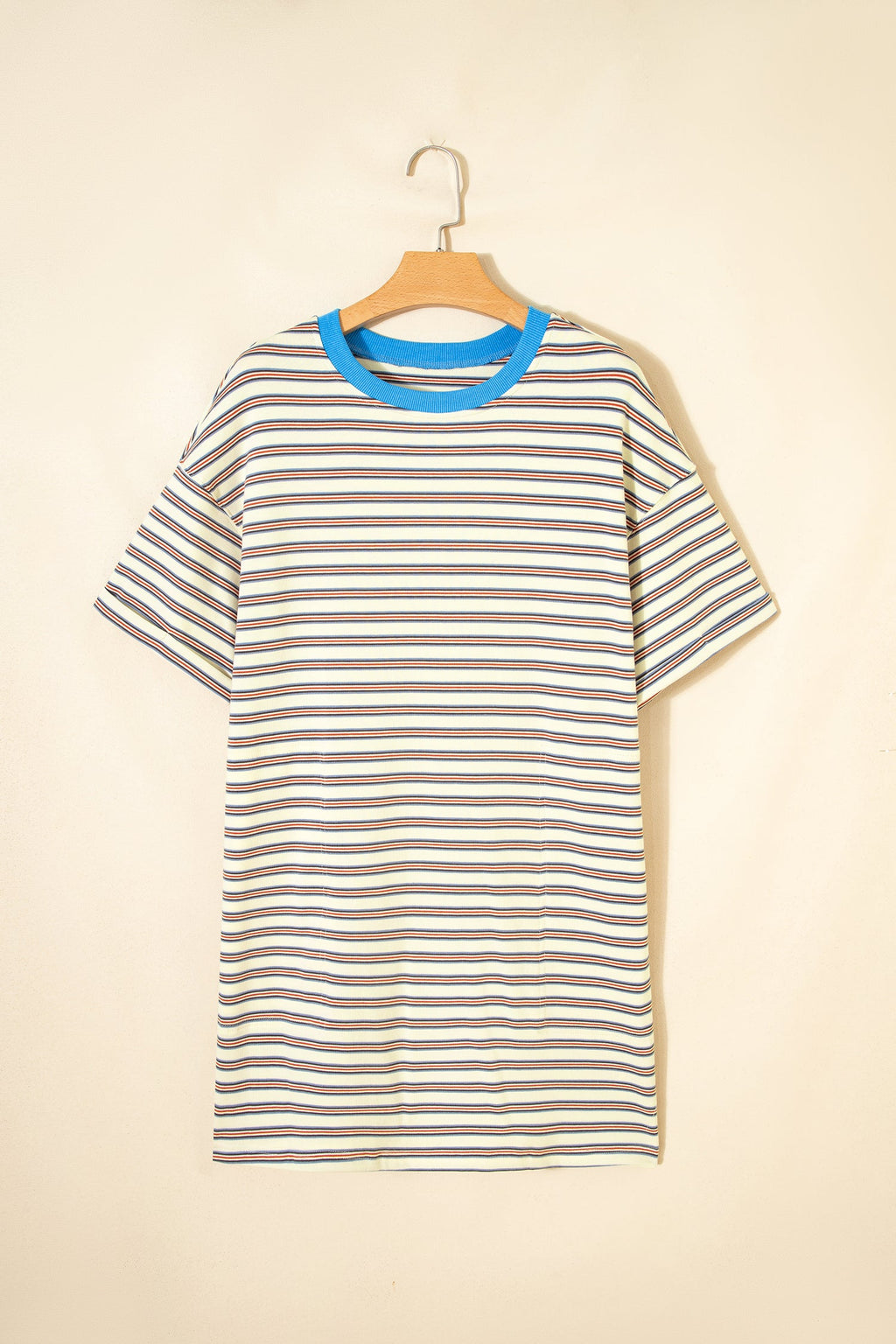 Stripe Cuffed Short Sleeve Mini T-Shirt Dress