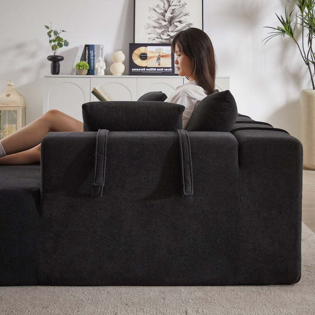 Modern Chenille Upholstered Sectional Sofa Couch Set,Modular 108' L Shaped Sectional Living Room Sofa Set With 6 Pillows,Free Combination Sofa Couch for Living Room,Bedroom(Right Chaise)W834P240010