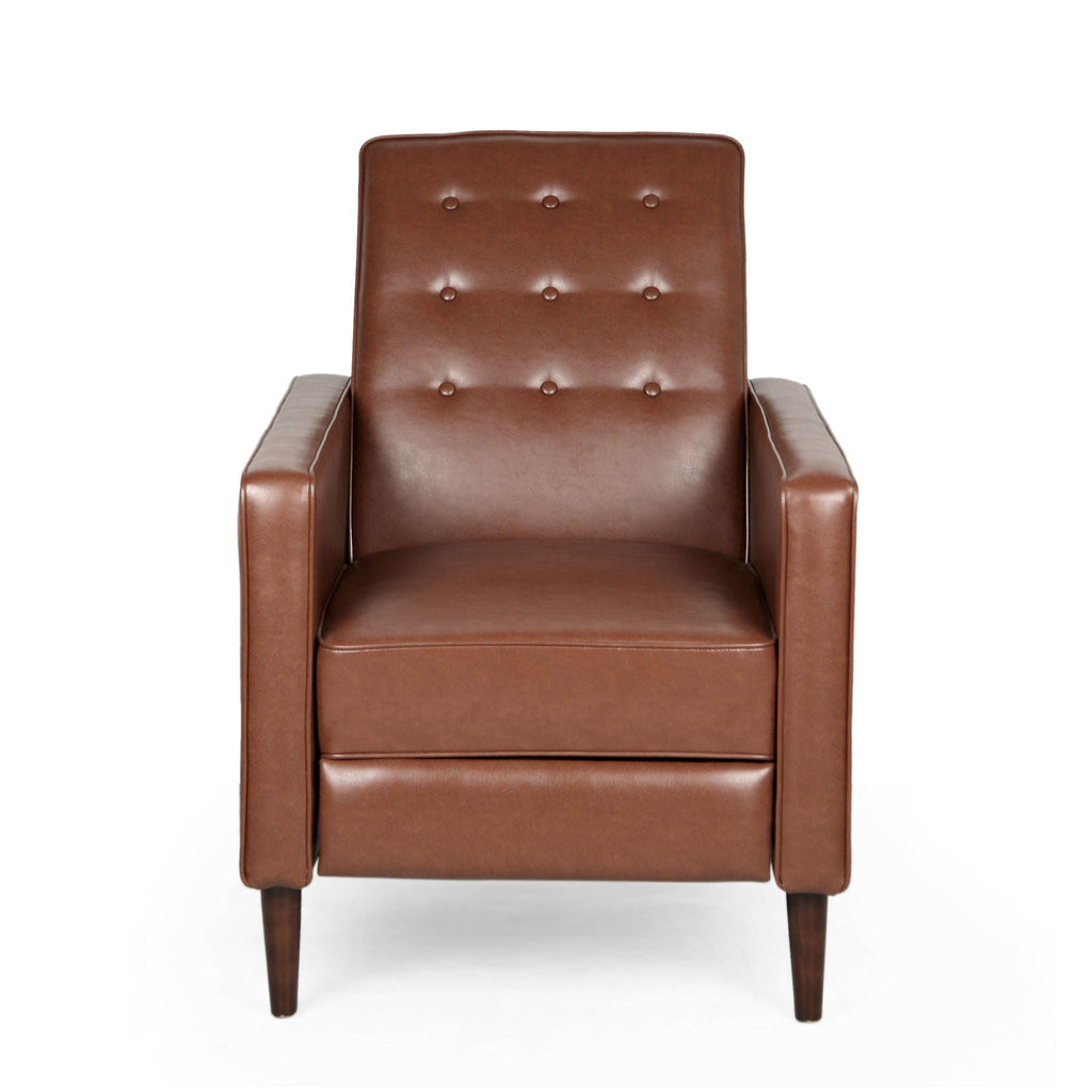 Mid-Century Modern Recliner With Button Tufted Waffle Stitch