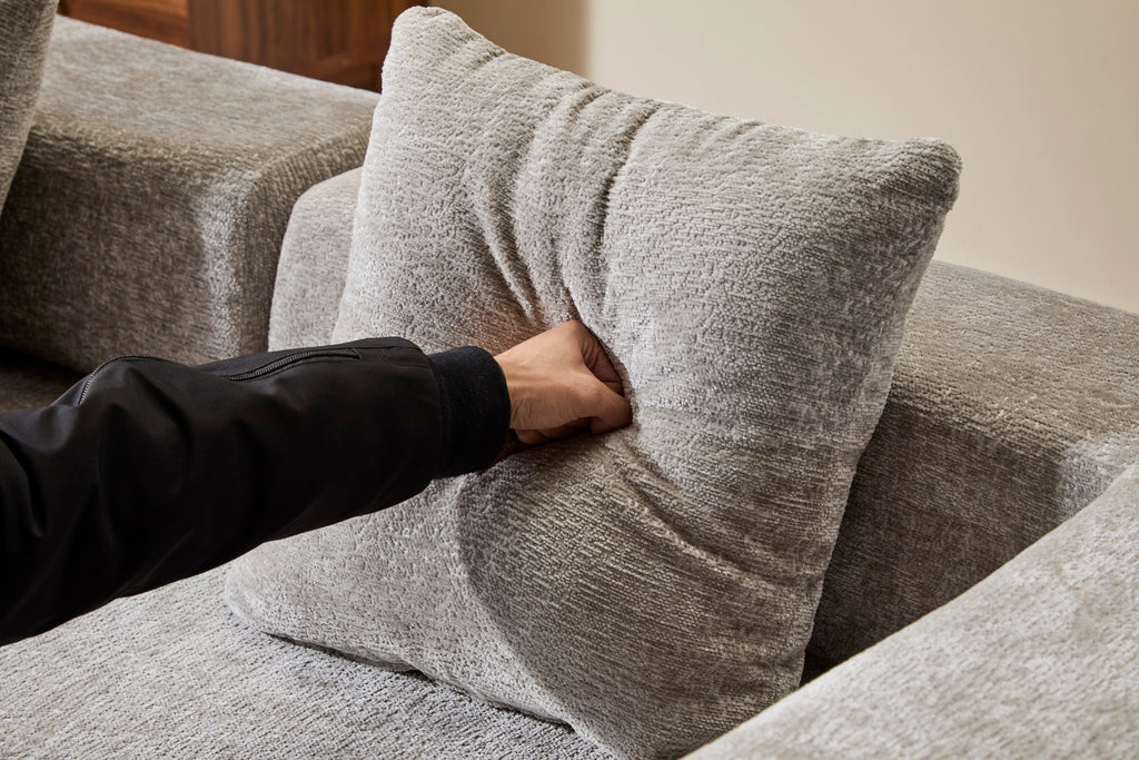 Floor Couch,Compression Sofa,Convertible Floor Sofa Bed-with Pillow Back Support Armrest,Comfy Futon Couch Lounge Sleeper Bed,Chenille fabric,for Living Room Bedroom (LIGHT-GREY)