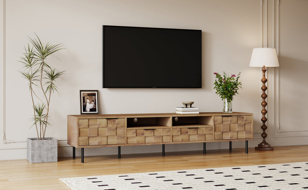 Mid Century TV Stand with 2 Drawers, Media Console Table for TVs up to 85'', Entertainment Center with Storage for Living room, Bedroom, Home Theatre