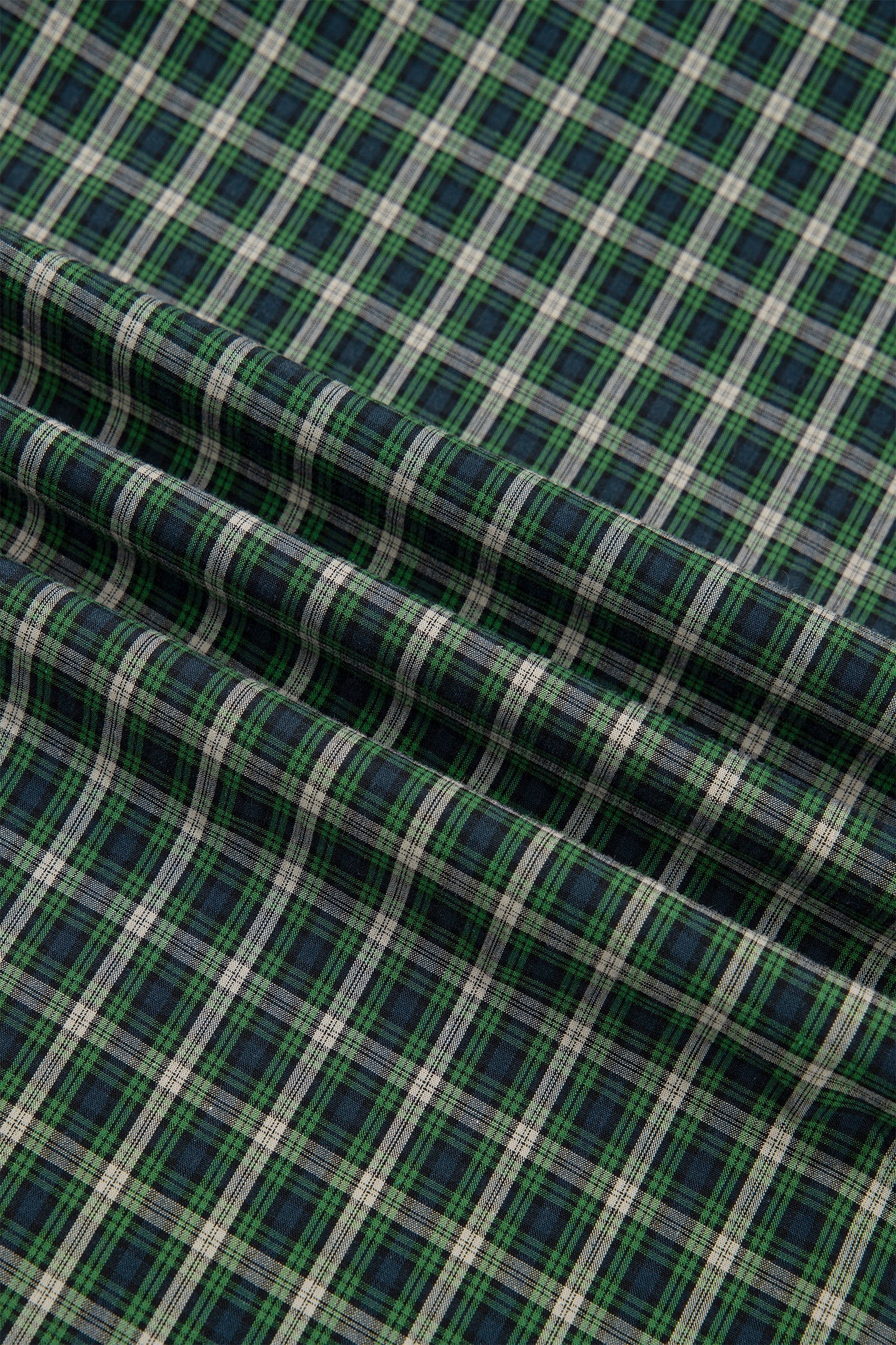 Plaid Shirred High Waist Square Neck Ruffle Hem Dress