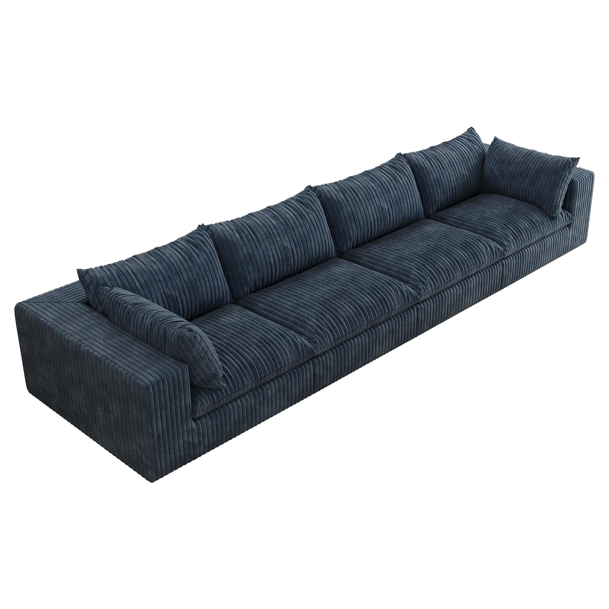 157.6'Cloud Sofa,Corduroy Fabric,Deep Seat Couches,Double-layer design,Removable  Cushion,No Assembly,DIY Combination for Living room, Bedroom,Conference room ,Apartment,Blue