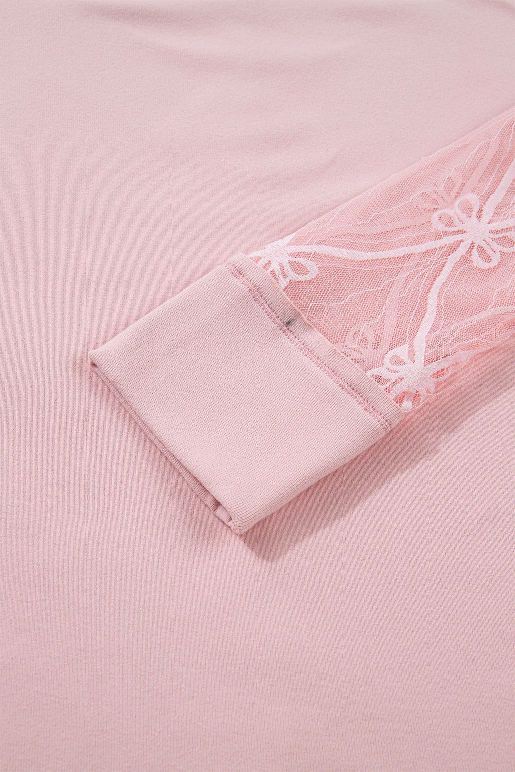 Bow Mesh Patchwork Long Sleeve Tee