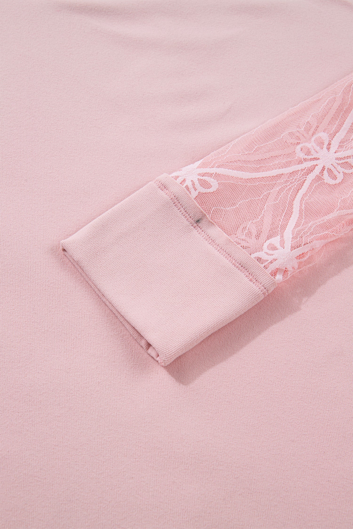 Bow Mesh Patchwork Long Sleeve Tee