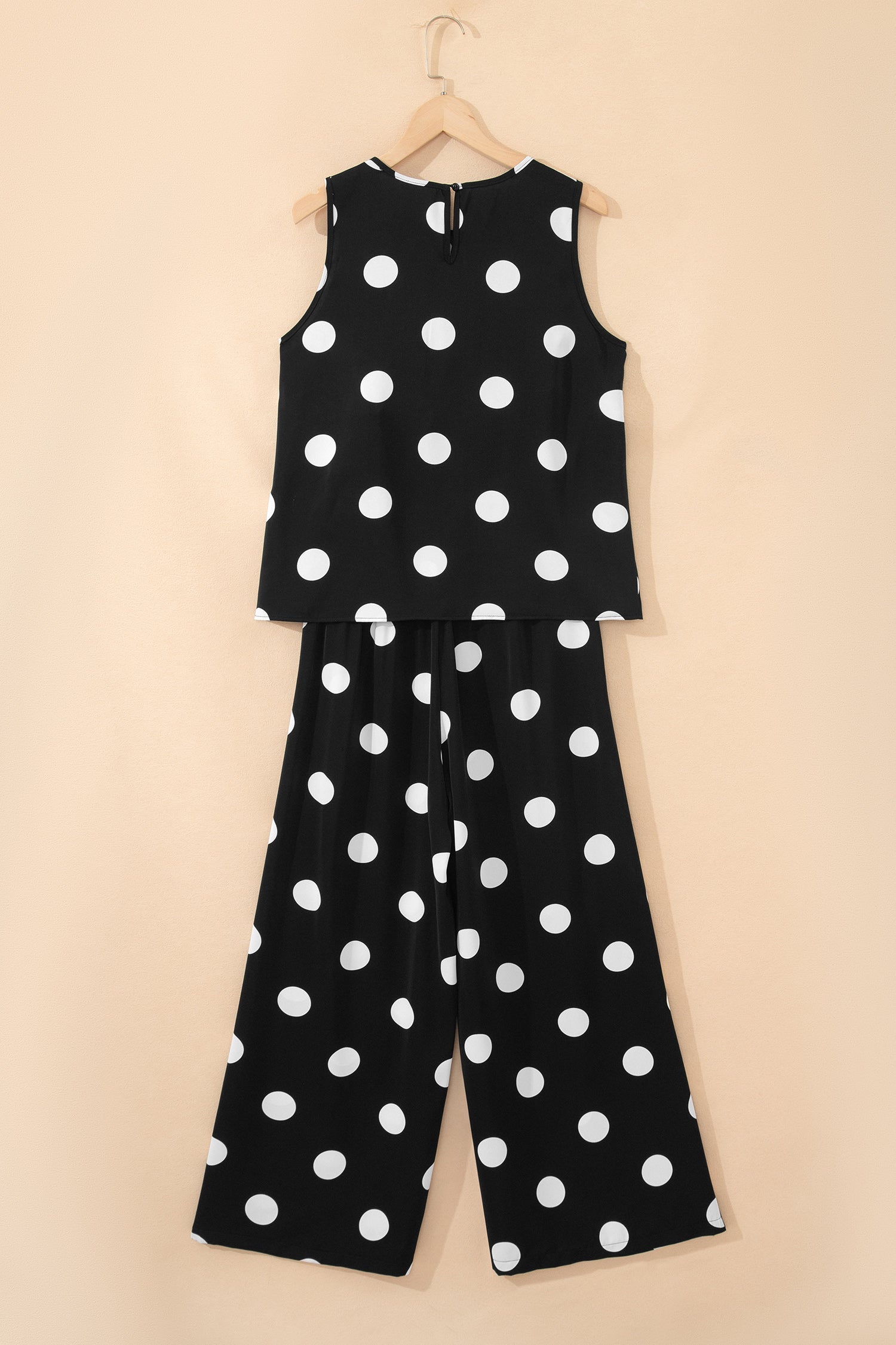 Polka Dot Pleated Tank & Wide Leg Pant Set