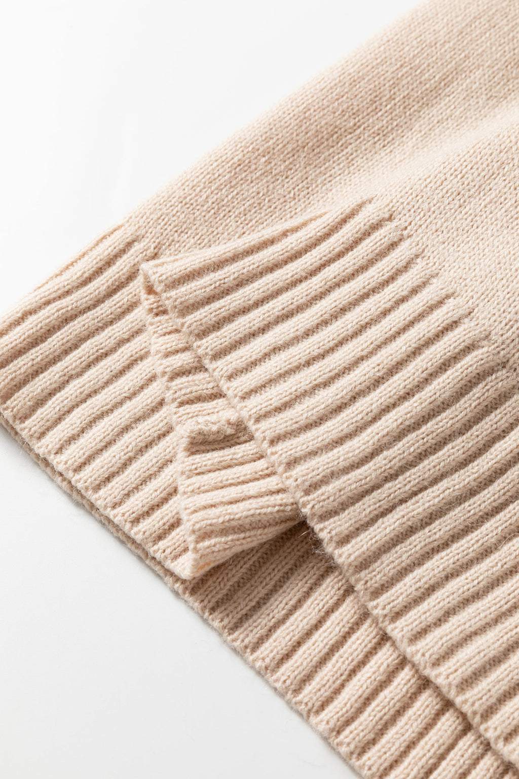 Solid Ribbed Trim Deep V-Neck Sleeveless Tunic Sweater