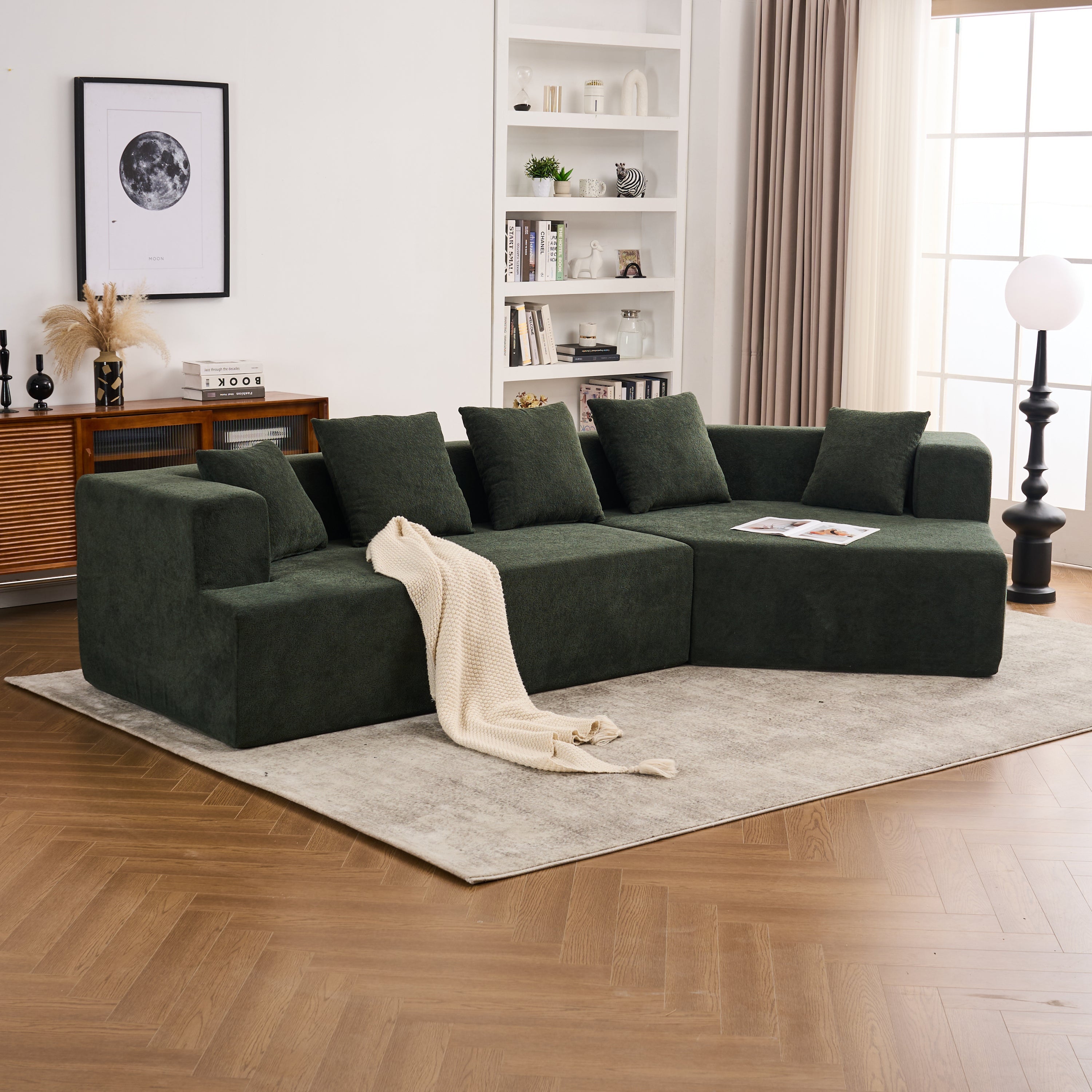 Memory Foam Couch, No Installation & Easy to Transport, Deep Seat Modern Sofa with Chenille Fabric, Couch for Living Room, Bedroom, Apartment, Home Office