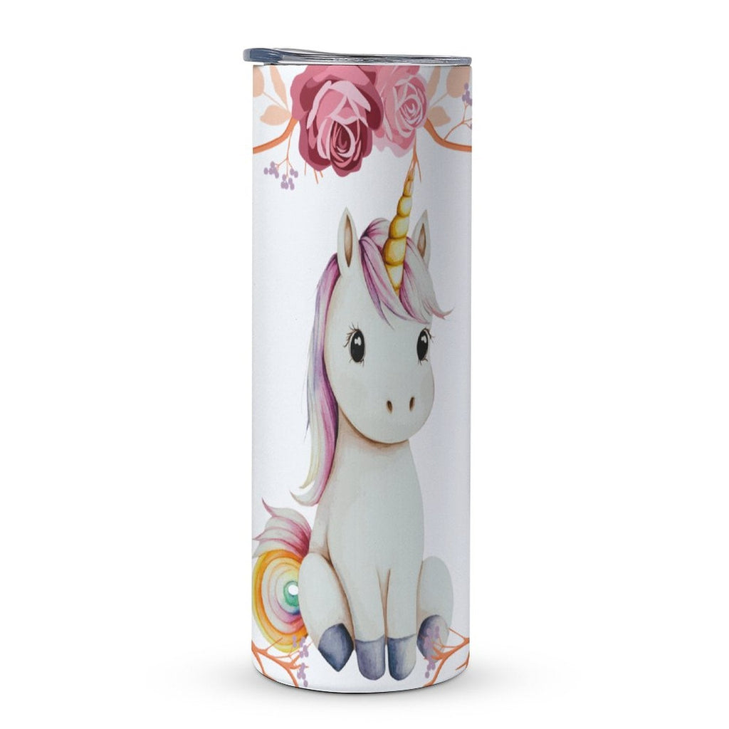 Baby Unicorn with Pink Roses 20oz Large Capacity Car Cup with Lid