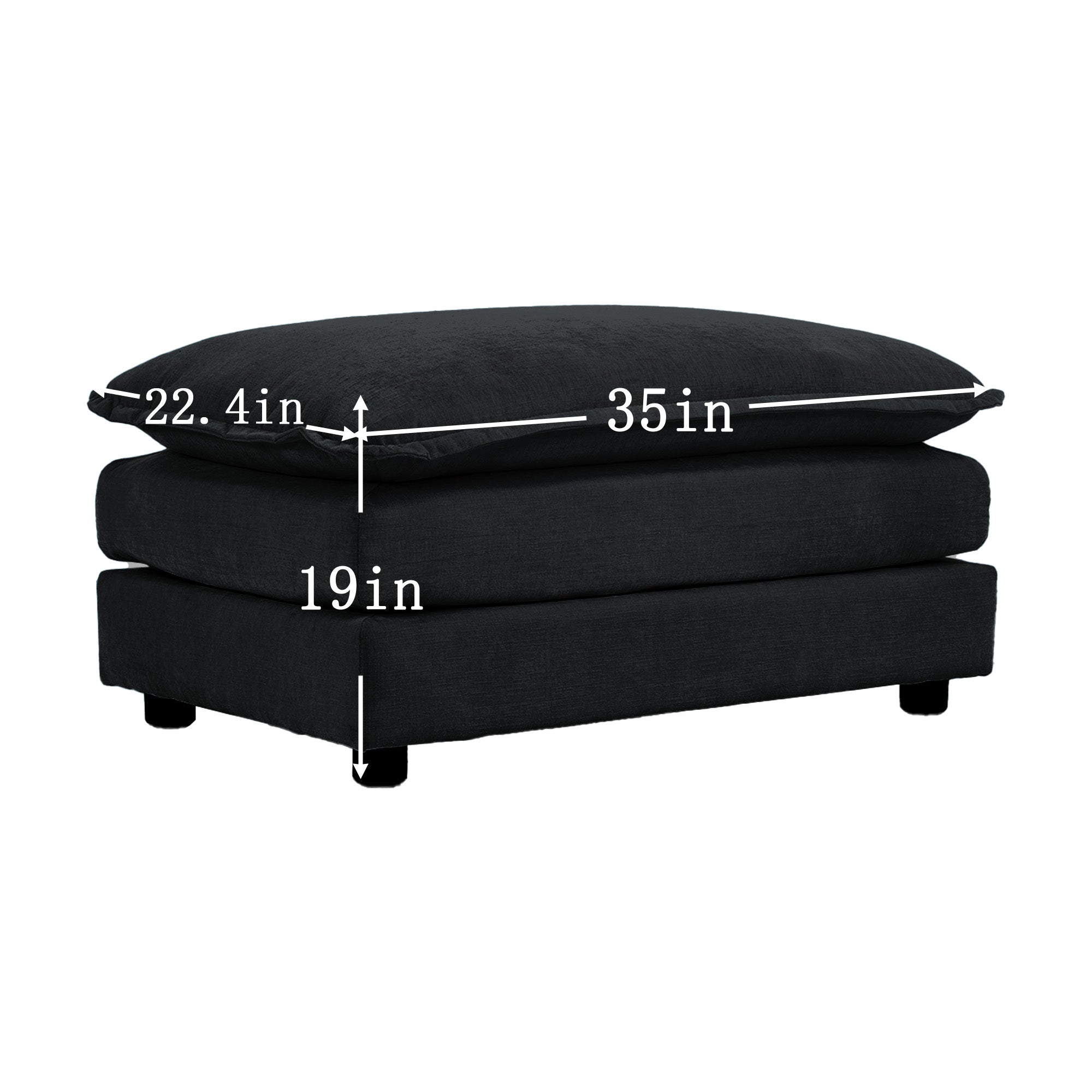 U-Shaped Sectional Sofa w/Reversible Footrest, 5-Seater Convertible Corner Couch with 2 Ottomans ,Modern Minimalist Soft Sofa & Couch for Living Room , Black Chenille