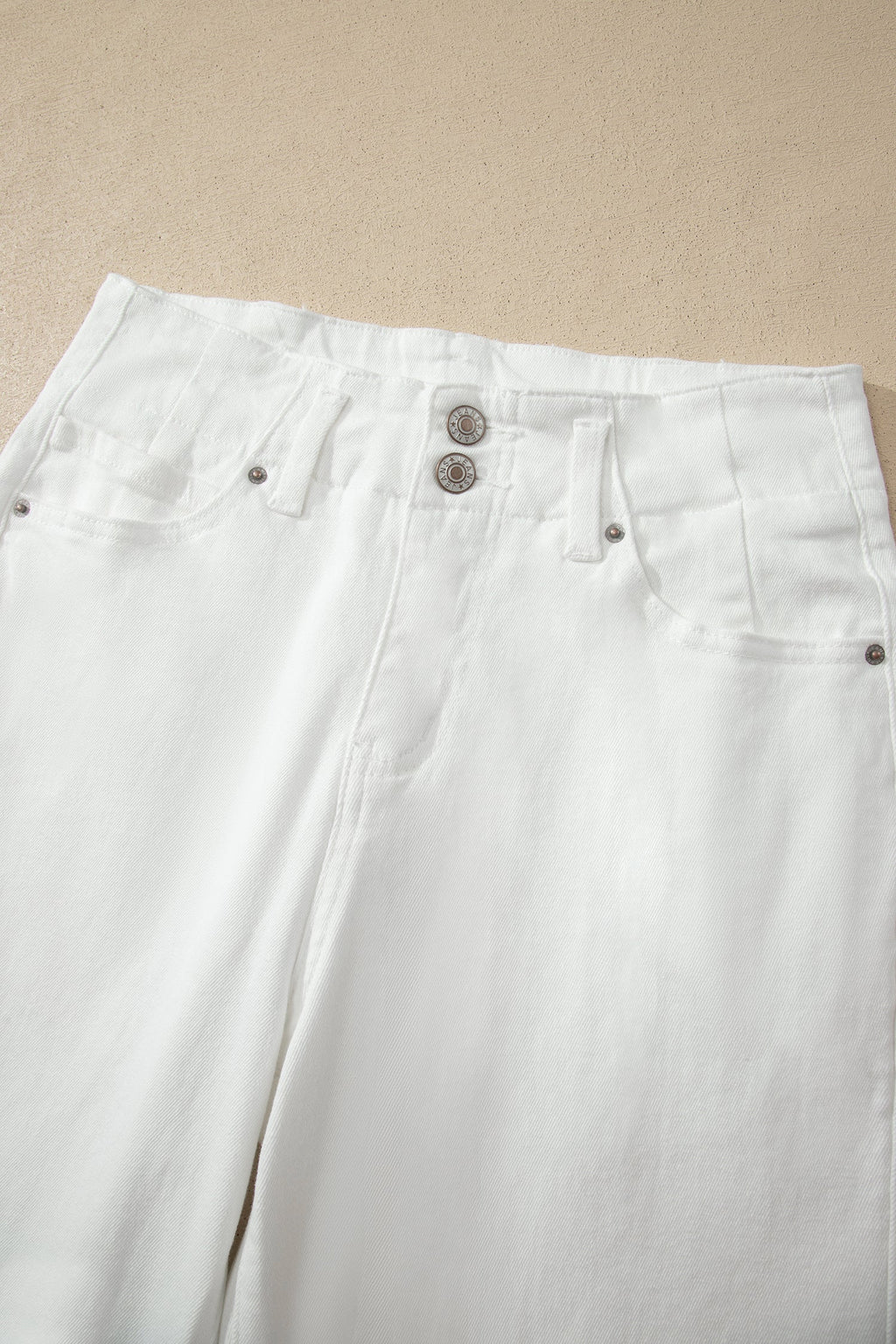 Denim 2-Button High Waist Wide Leg Jeans