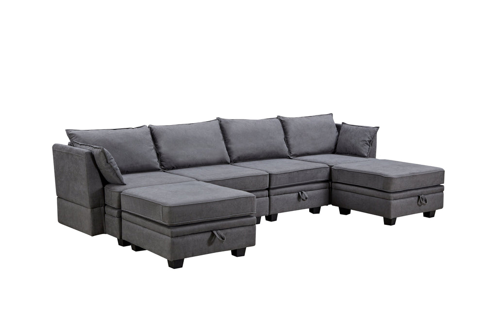 U_Style Modern Large U-Shape Modular Sectional Sofa,  Convertible Sofa Bed with Reversible Chaise for Living Room, Storage Seat