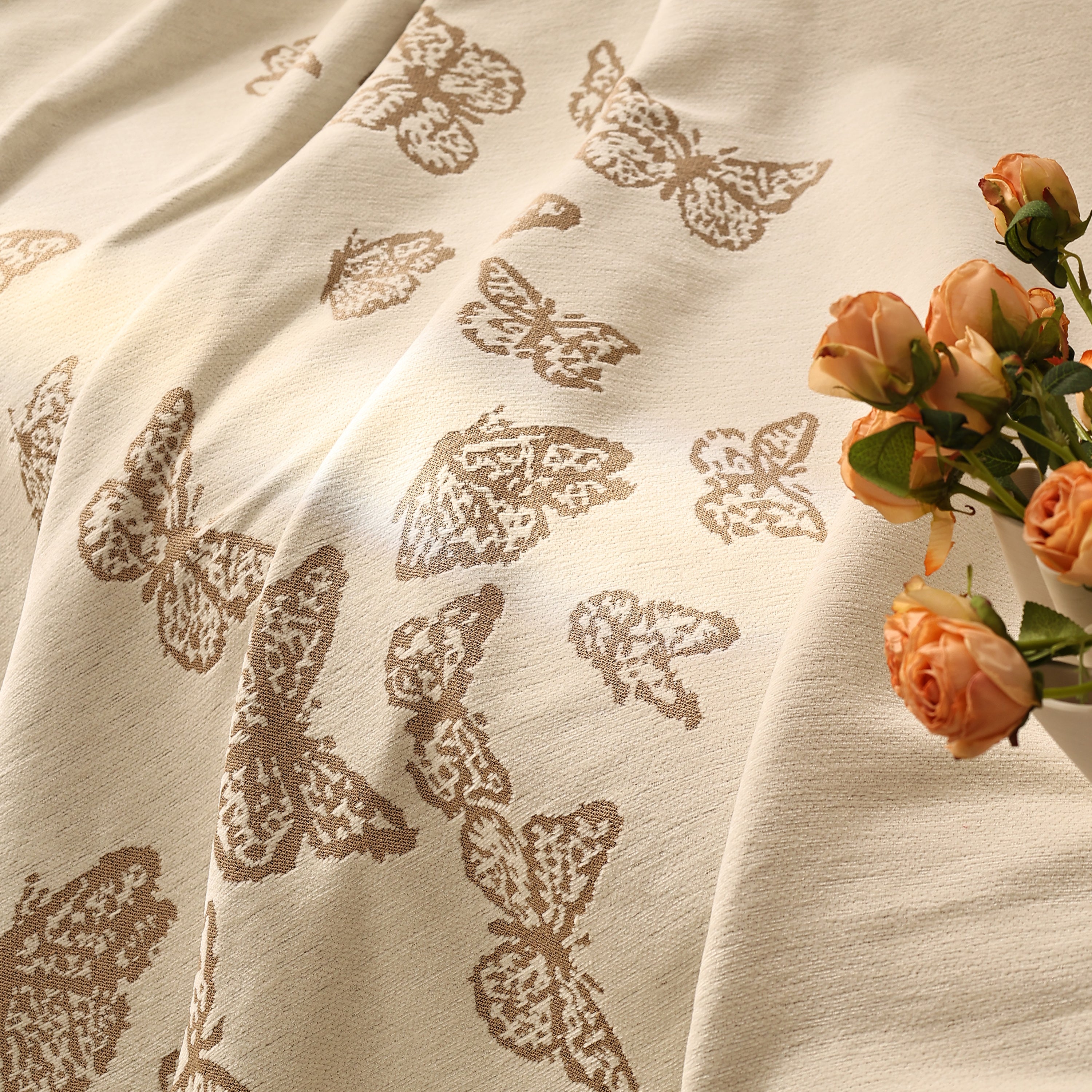 Butterfly Jacquard Soft Couch Blankets Cover for Couch Reversible Modern Sofa Slipcover Throw Covers