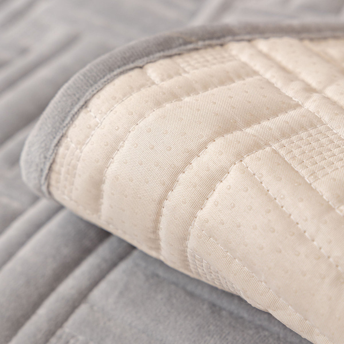 Quilted Velvet Sofa Cover, Thick Padded Couch Protector with Raised Geometric Texture