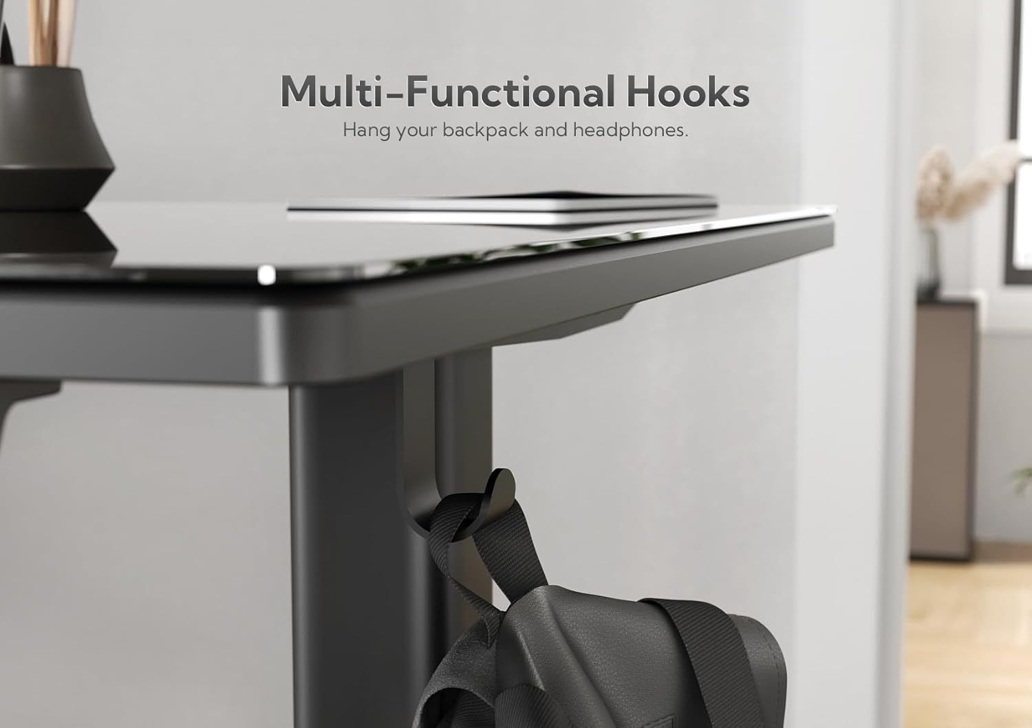 Claiks Glass Standing Desk, Electric Standing Desk Adjustable Height, 48 Inch Adjustable Stand Up Desk, Quick Install Home Office Computer Desk, Black