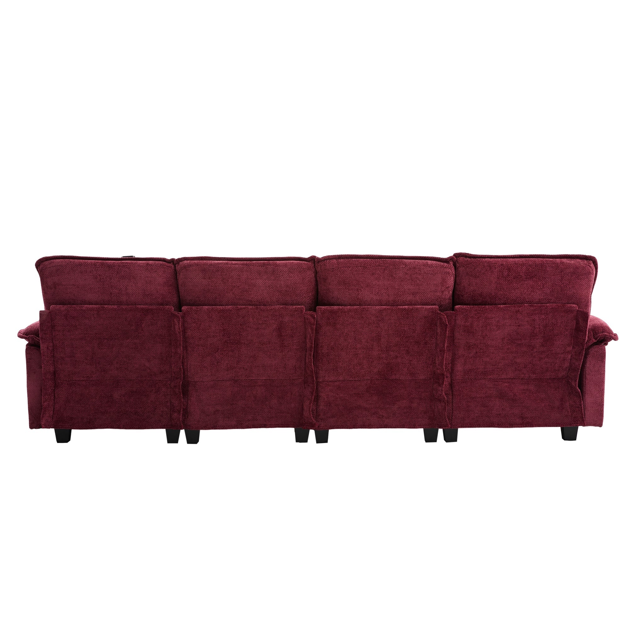 UNITED WE WIN 106' U Shape Sectional Sofa Cloud Couch for Living Room, Upholstery Comfy Modular Sofas, 4 Seat Chenille U-Shaped Sleeper Sofa with Chaise Lounge, Ottoman & Pillows