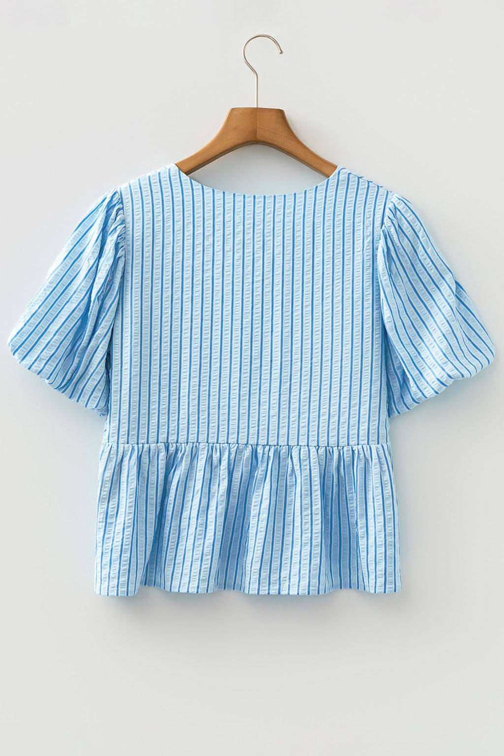 Bow Textured Puff Sleeve Babydoll Blouse