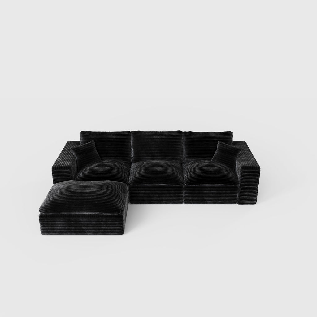 108' Cloud Sectional Couch with L-Shape Chaise, Left-right interchangeable,Modern Modular Sofa with Deep Seat, Upholstered Couches for Living Room Bedroom,No Assembly Required, Soft Plush Corduroy Fab