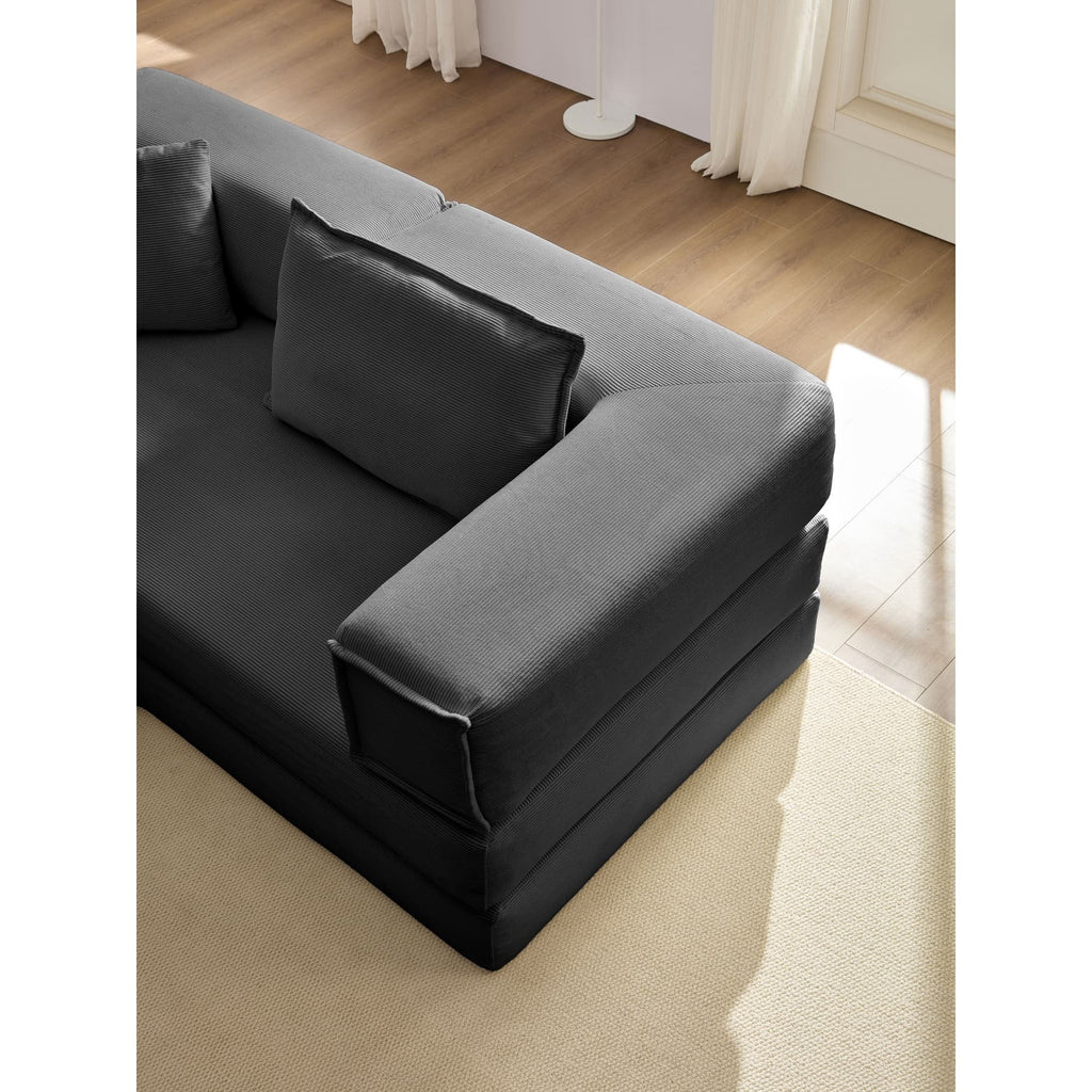 Oversized Upholstered Sectional Sofa Couch Set, Modular 118.2 ' L Shaped Floor Living Room Sofa Set With 6 Pillows, DIY Combination Sofa Couch for living rooms, apartments,bedrooms, Black