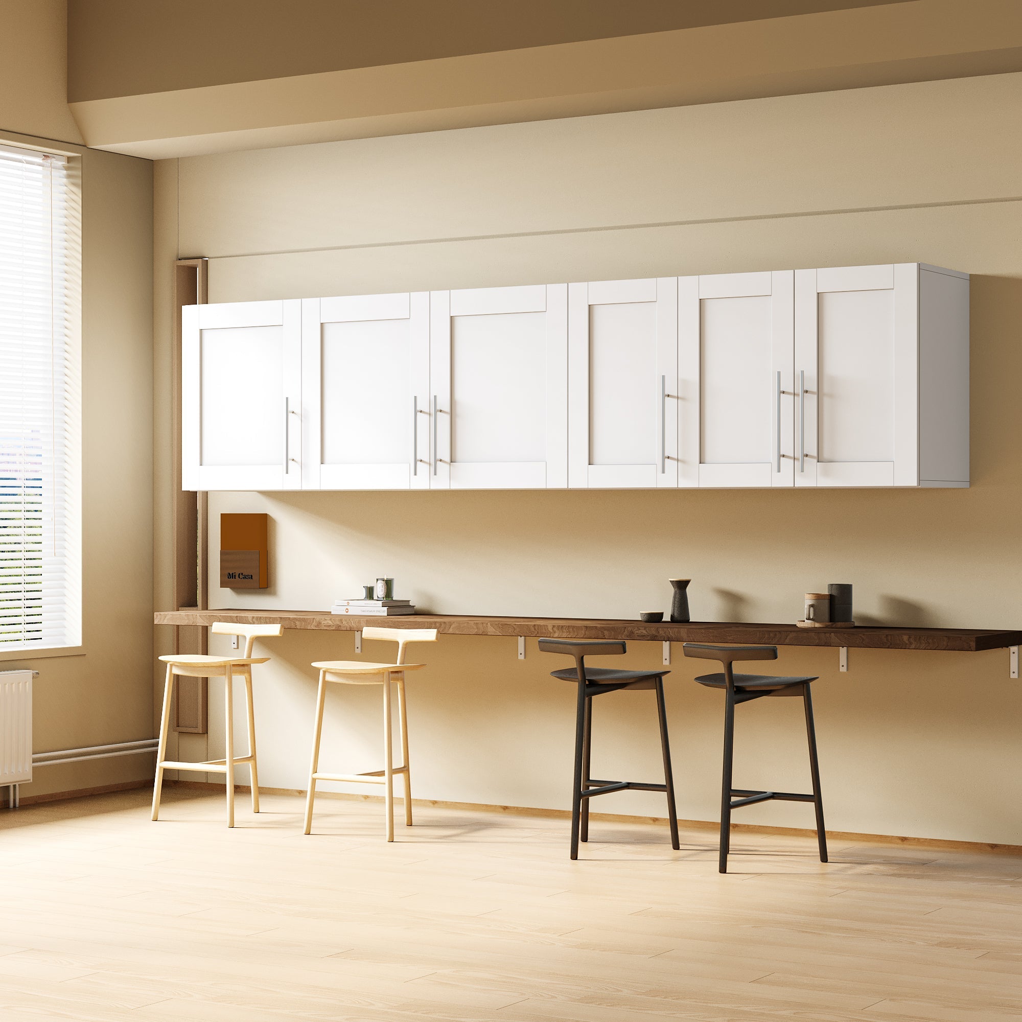 Stackable Wall Mounted Storage Cabinet, 15.75 'D x 35.43' W x 19.69 'H, White