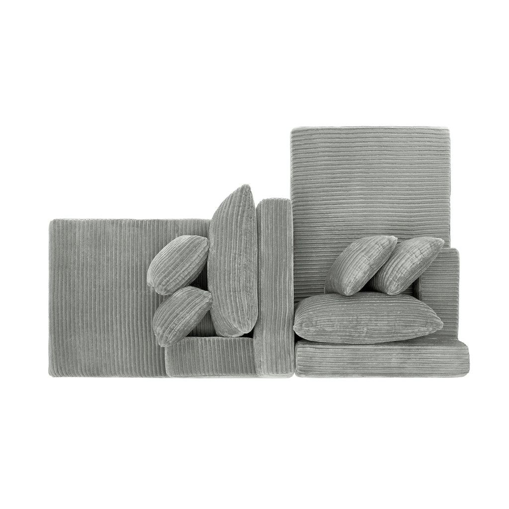 Two-seater lazy sofa lounge chair,Compressed sofa no assembly required, made of velvet fabric, fluffy modern lounge chair, used for indoor living rooms and bedrooms-Gray