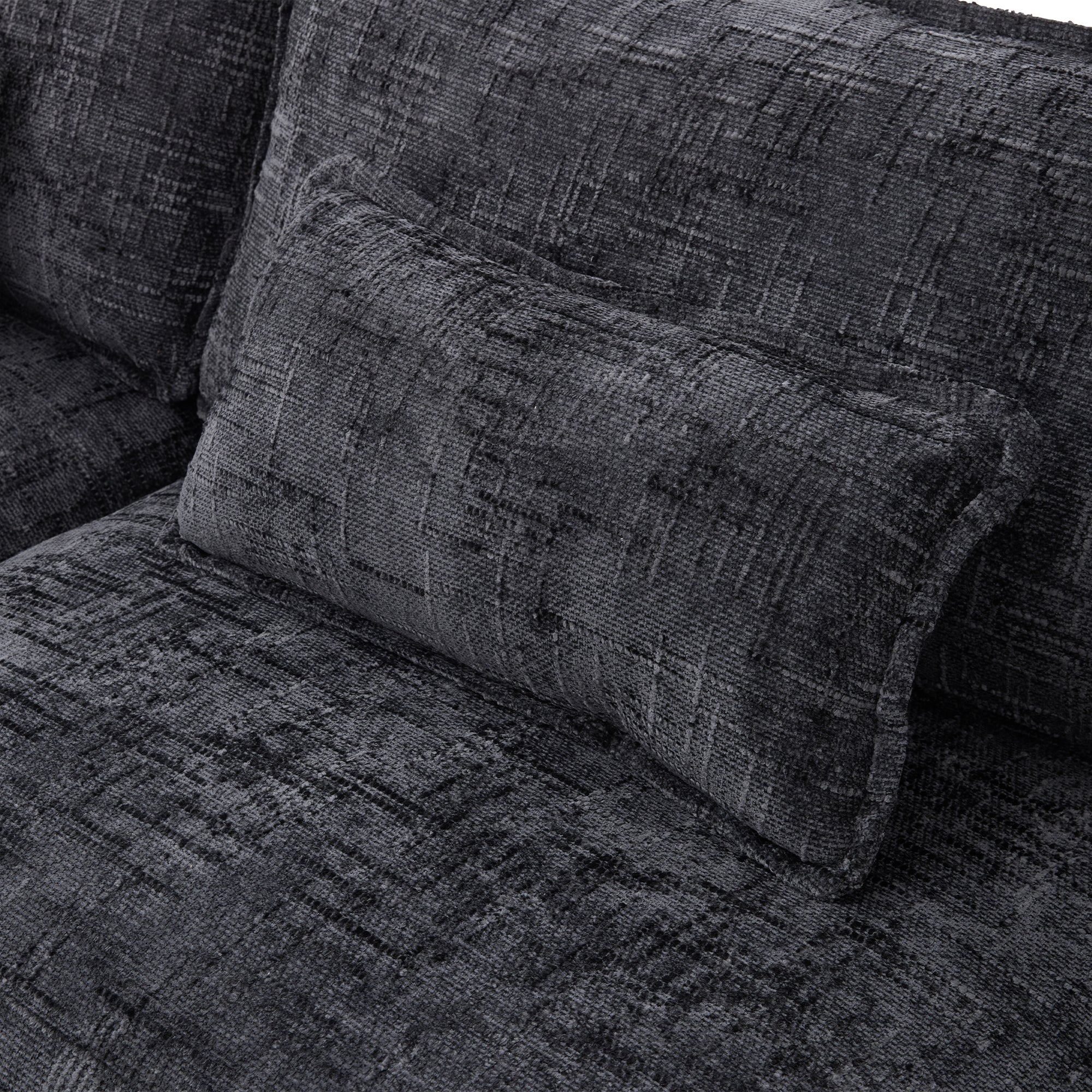 UNITED WE WIN 112' Oversized Sectional Sofa Cloud Couch for Living Room, Modern Chenille L Shaped Couch, Comfy Boucle Modular Sofa Sleeper with Movable Storage Ottoman, Phone Holder, USB Charging Port