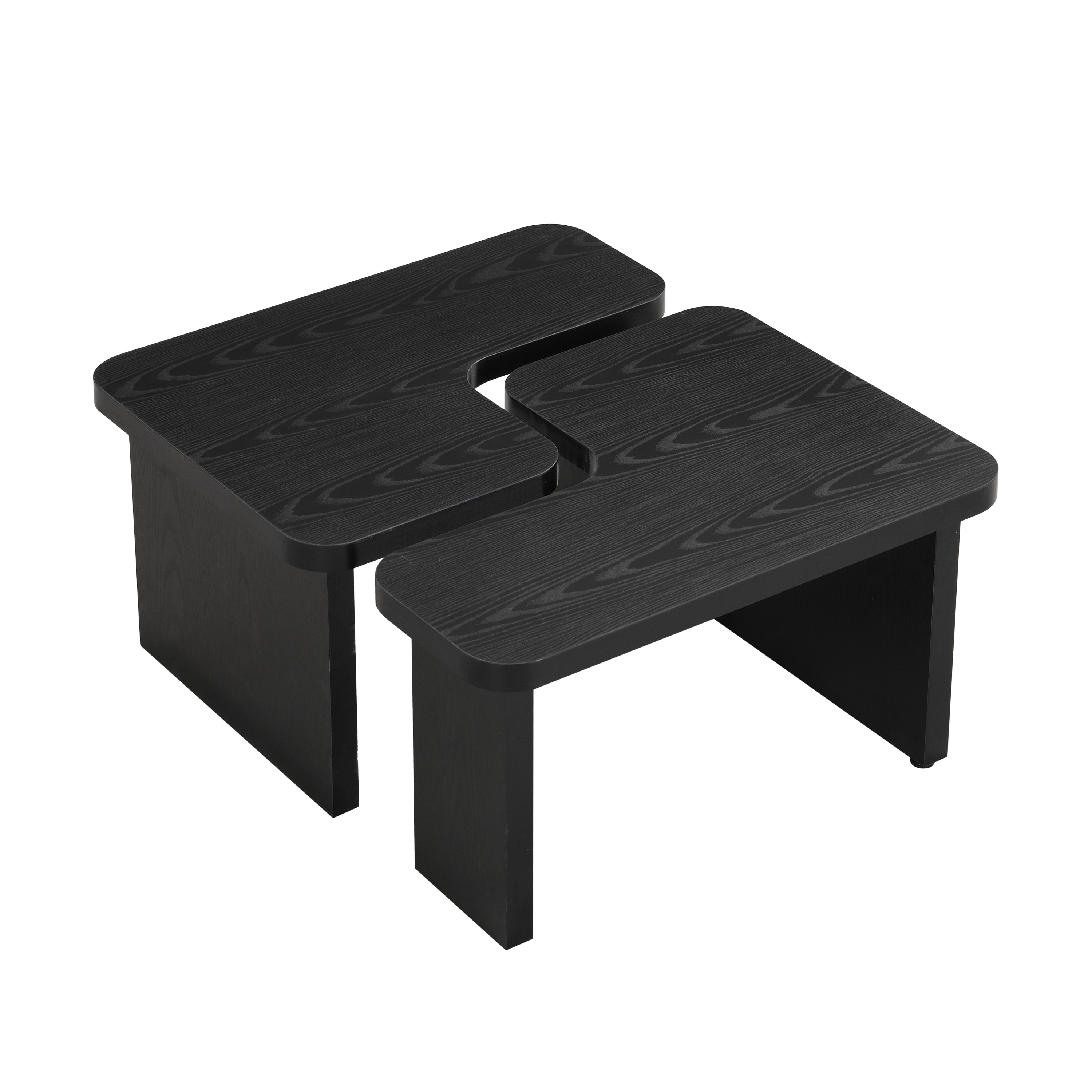 47.24*23.62 inch and 35.43*31.49 inch Rectangle Wood Detachable Coffee Table, Single L Shape Farmhouse Coffee Table for Dining Room, Garden, black
