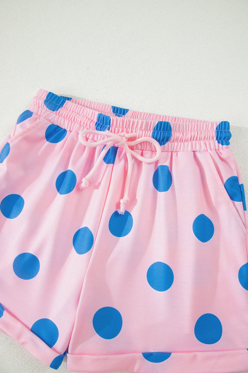 Polka Dot V-Neck Tee & Drawstring Shorts Set