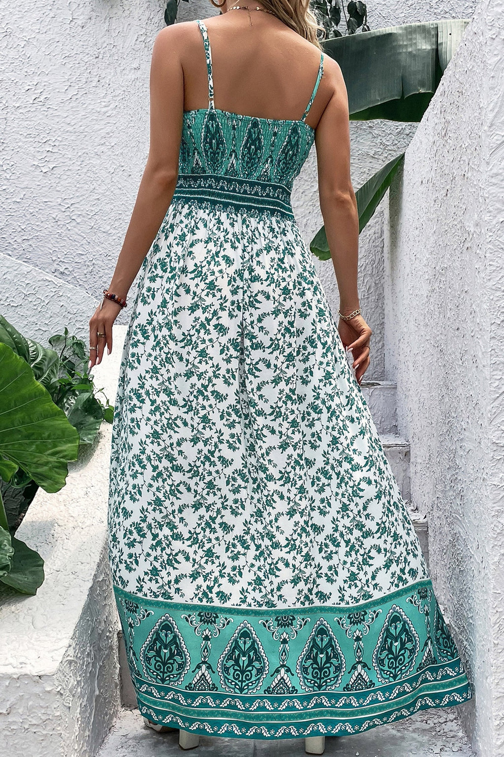 Floral Boho Shirred Cami Maxi Dress