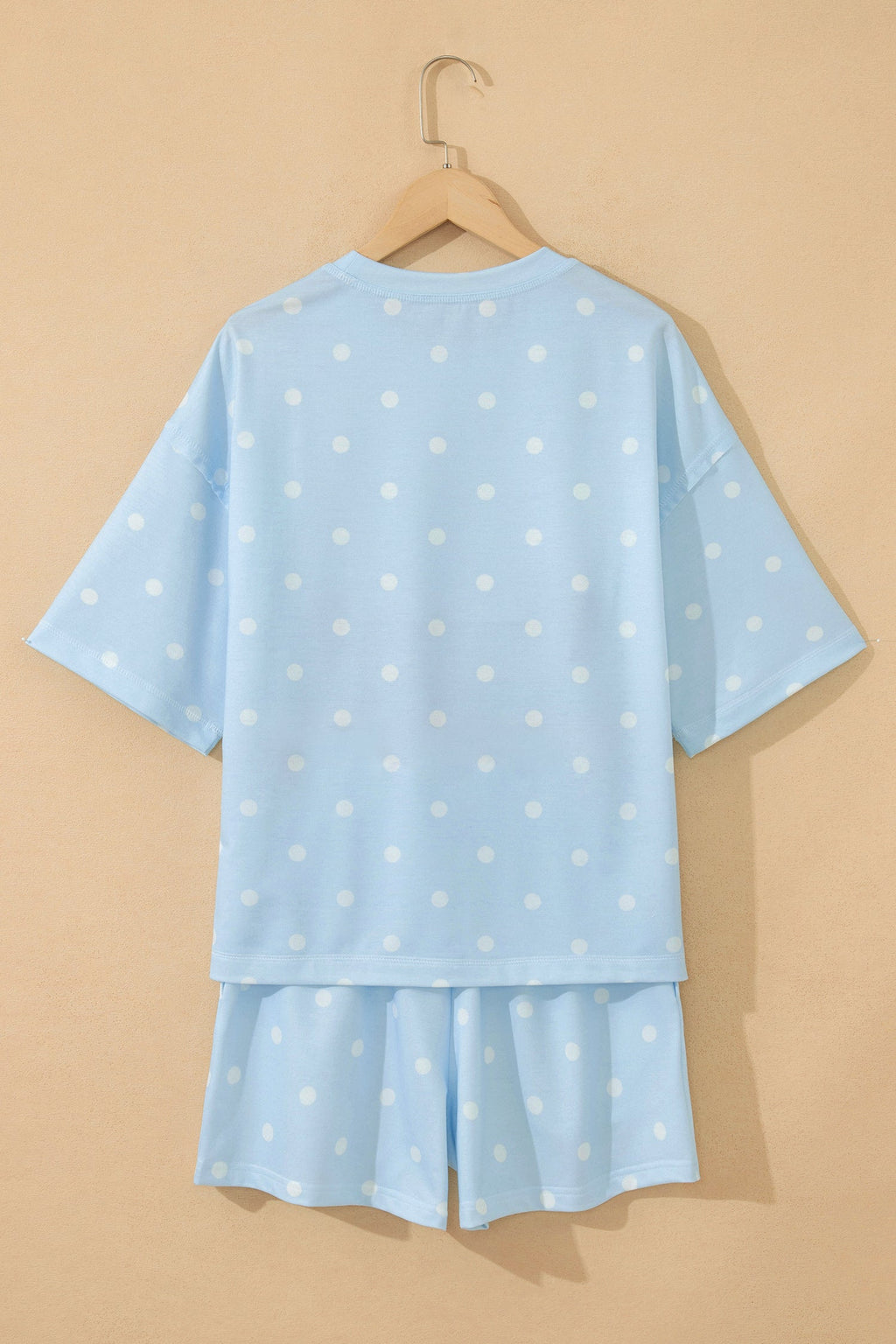Polka Dot Loose Tee & Drawstring Shorts Set