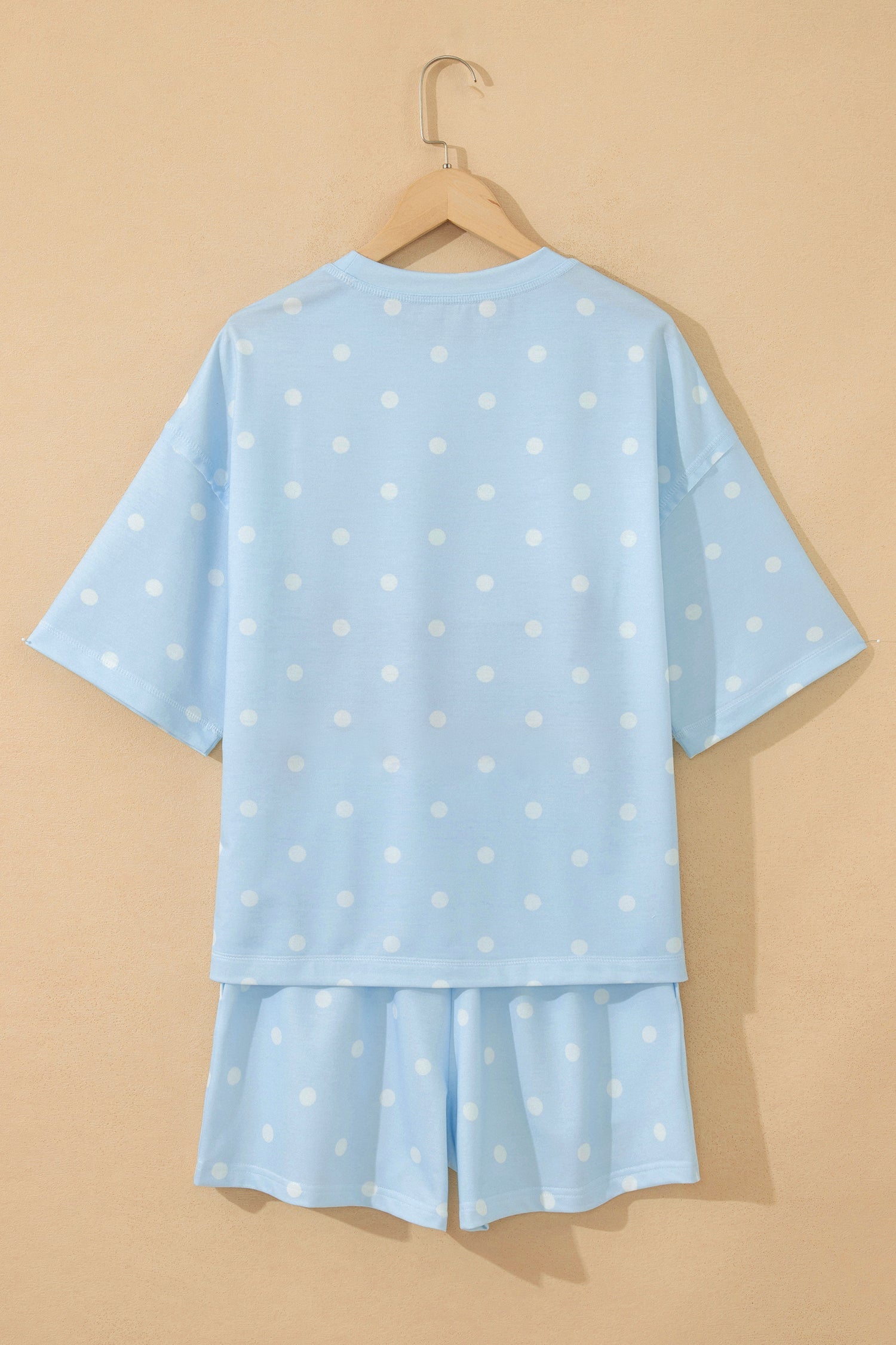 Polka Dot Loose Tee & Drawstring Shorts Set