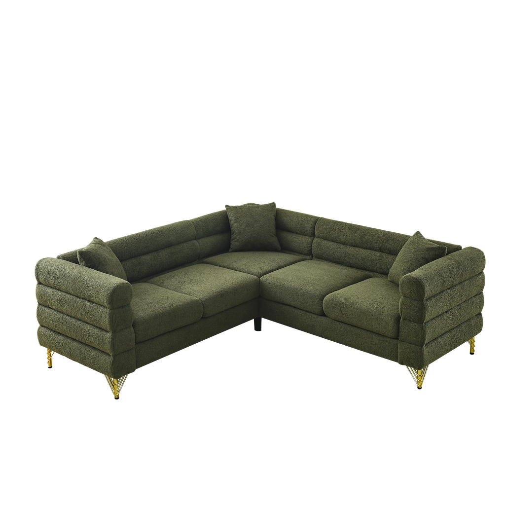 81.5-Inch Oversized Corner Sofa, L-Shaped Sectional Couch,   5-Seater Corner Sofas with 3 Cushions for Living Room, Bedroom, Apartment, Office