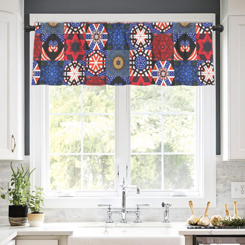 4th of July Pattern Short Window Valance Curtain 60" x 18"（Made in USA）